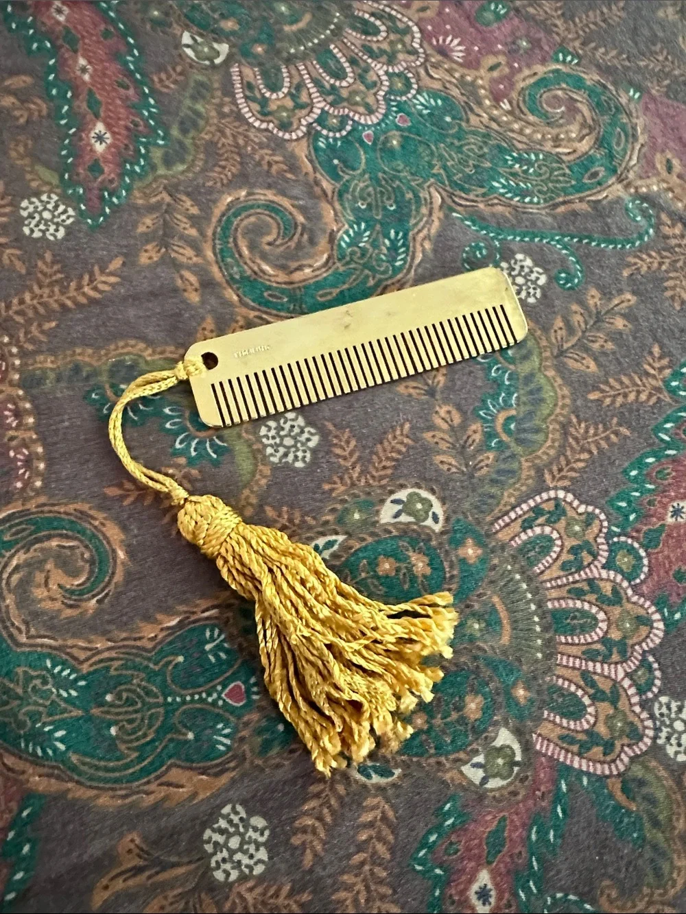 Vintage Judith Leiber Gold Pocket Comb with Gold Tassel